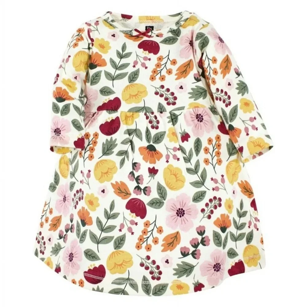 Hudson Baby - Adorable Colorful  Floral Patterned Infant Dress, Size 0-3M